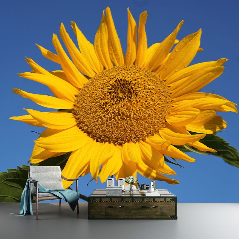 Yellow Sunflower Moisture Resistant Wall Decor for Living Room, Made to Measure