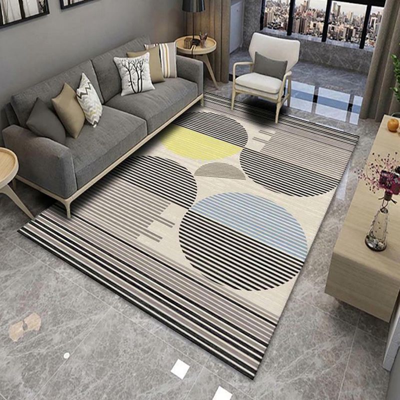 Modern Area Rug Geometric Pattern Indoor Rug Polyester Non-Slip Backing Carpet for Living Room