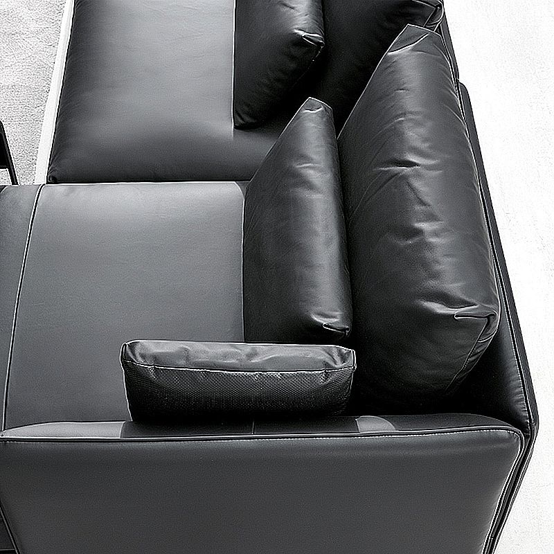Contemporary Cushion Back Sectional Sofa 35.43"High Track Arm Sofa,Black