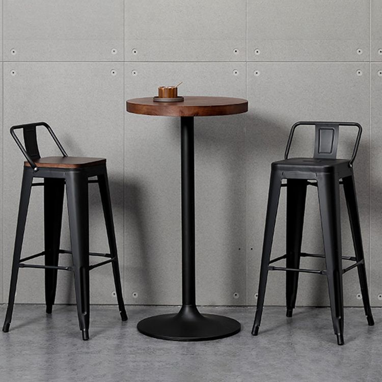 Contemporary Metal Bar Stool Low Back Dining Stool with Footrest