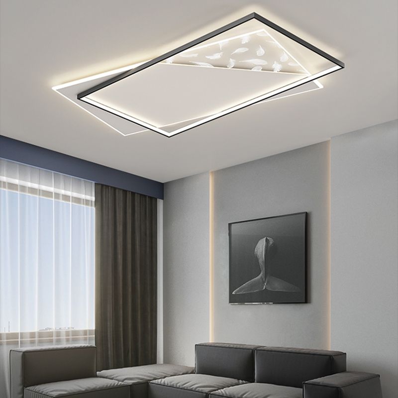 Plumage acrylique encastré moderne noir et blanc LED salon plafonnier fixations
