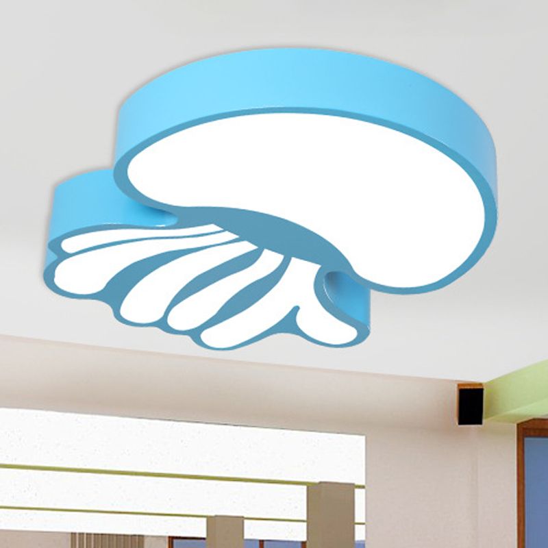 Creative LED Flushmount Lighting Blue Jellyfish Ceiling Flush Mount with Acrylic Shade in Warm/White Light