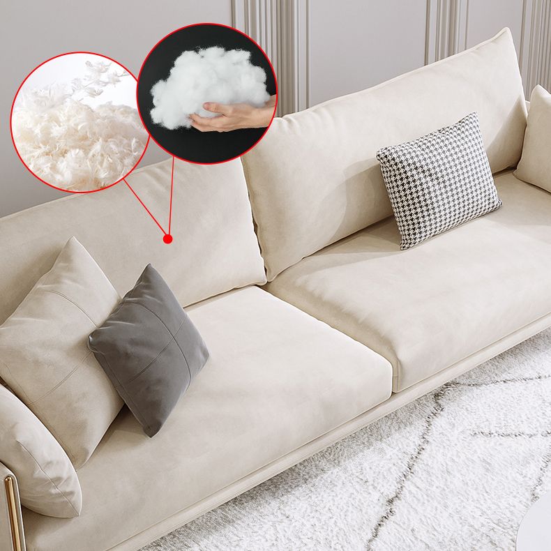 Contemporary Square Arm Settee Couch with Pillows in Beige for 1/2/3/4people