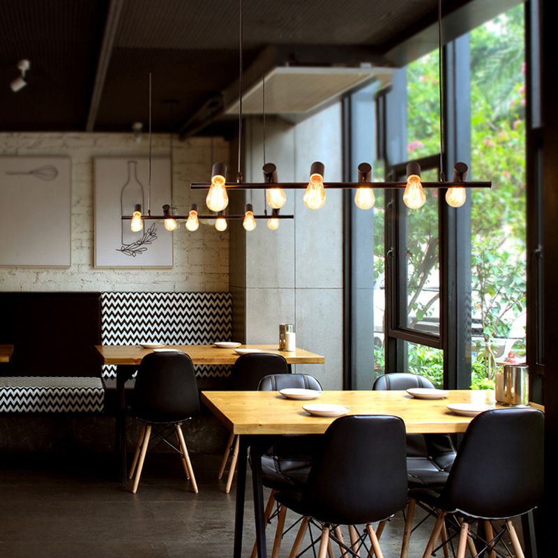 Industrial Hanging Lamp Black Kitchen Island Light with Metal