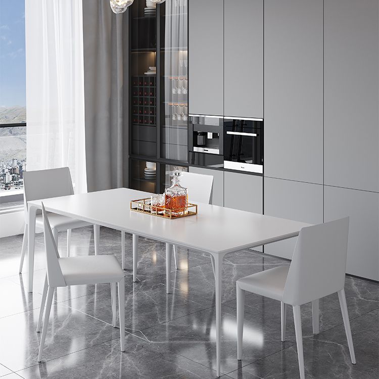 Sintered Stone Dining Table Industrial Style 4 Legs Base Rectangle Table for Home