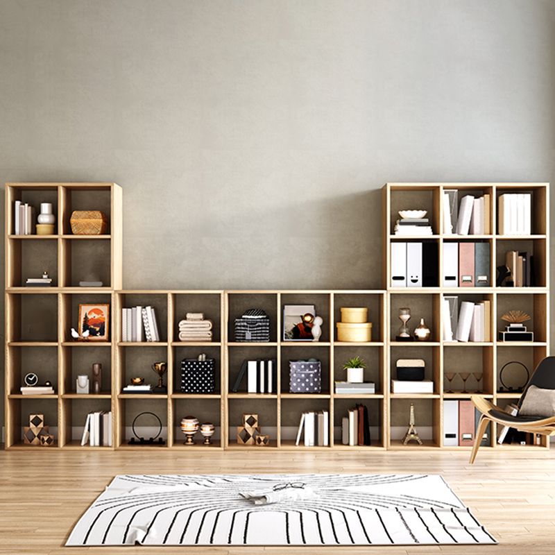 Natural Standard Bookshelf Wooden Contemporary Bookcase with Shelves
