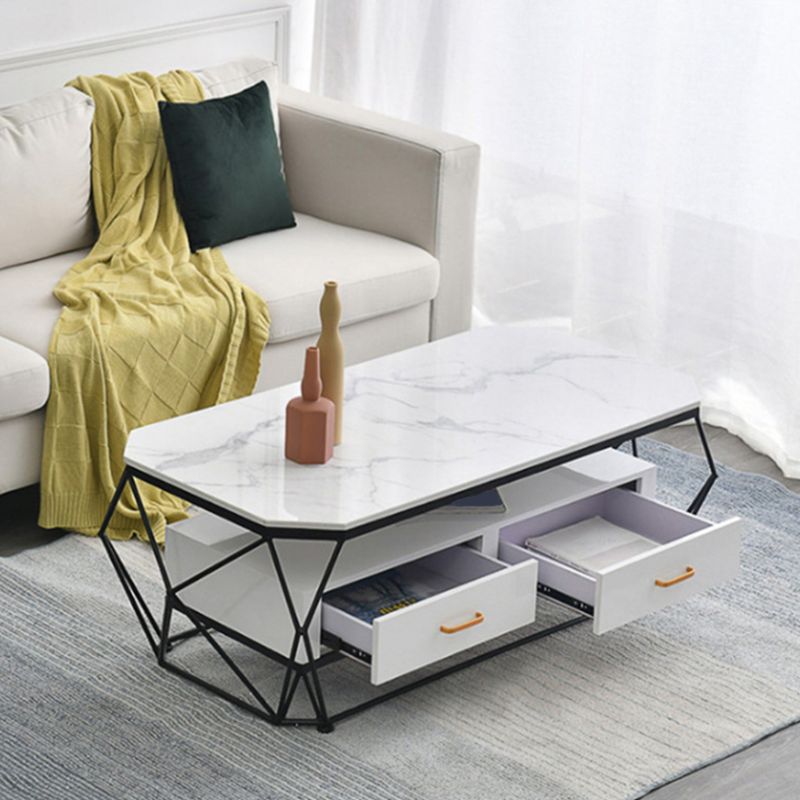 Frame Base Rectangular Glam Style Slate Table Plate Metal Iron Bottom Frame Coffee Table