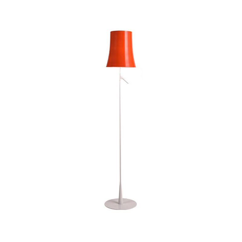 Lámpara de forma de campana metálica lámpara de pie contemporánea blanca/naranja luz de pie para sala de estudio
