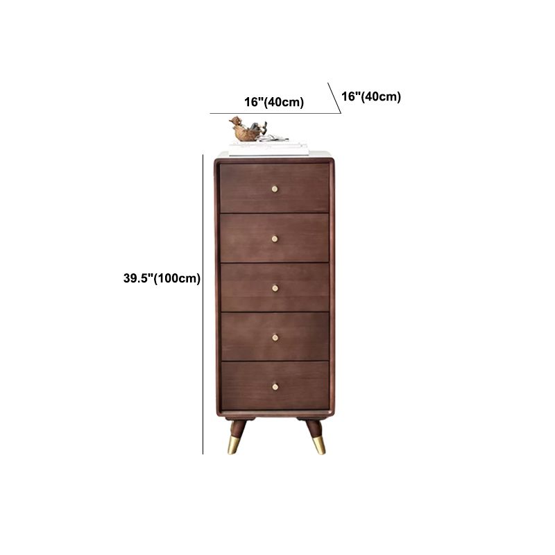 Solid Wood Glam Storage Chest Dresser Vertical Dresser with Metal Feet