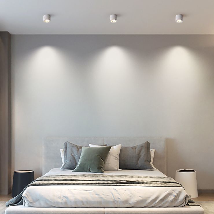 Modern Creative LED Rotatable Ceiling Light Aluminium Cylindrical Flush Mount with Clear Glass Shade