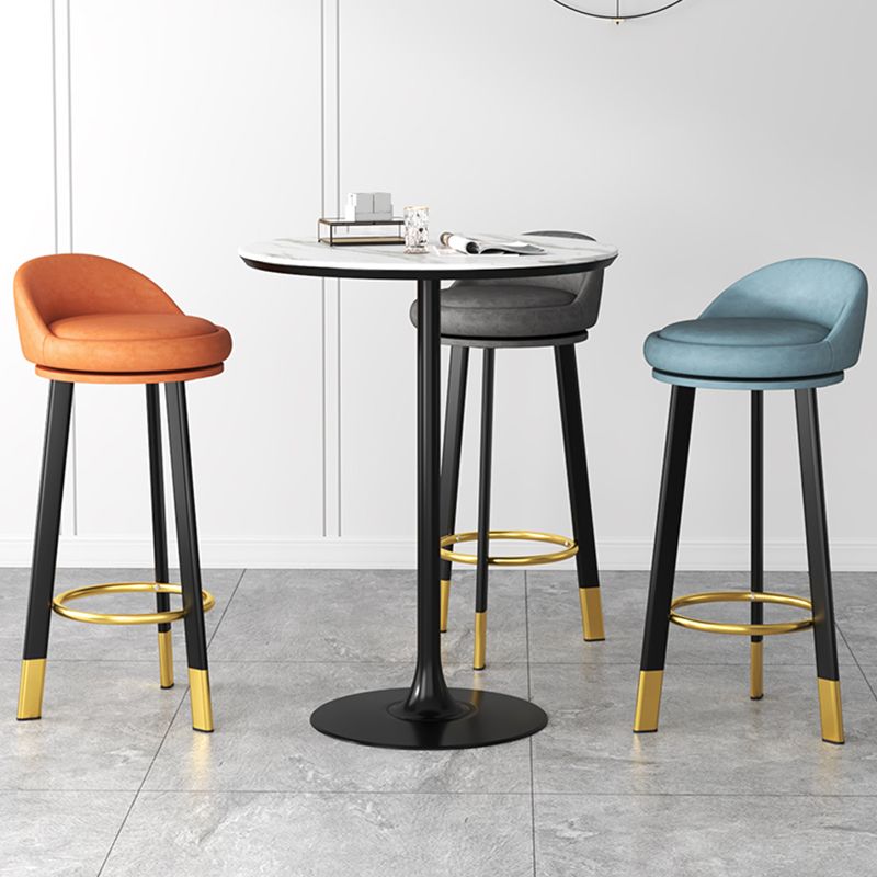 Modern Style Round Seat Barstool Pu Leather Counter Bar Stool with Metal Legs