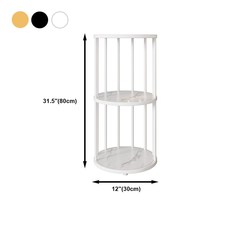 Urban Vertical Corner Bookshelf Iron Frame White Manufactured Wood Shelf Bookcase