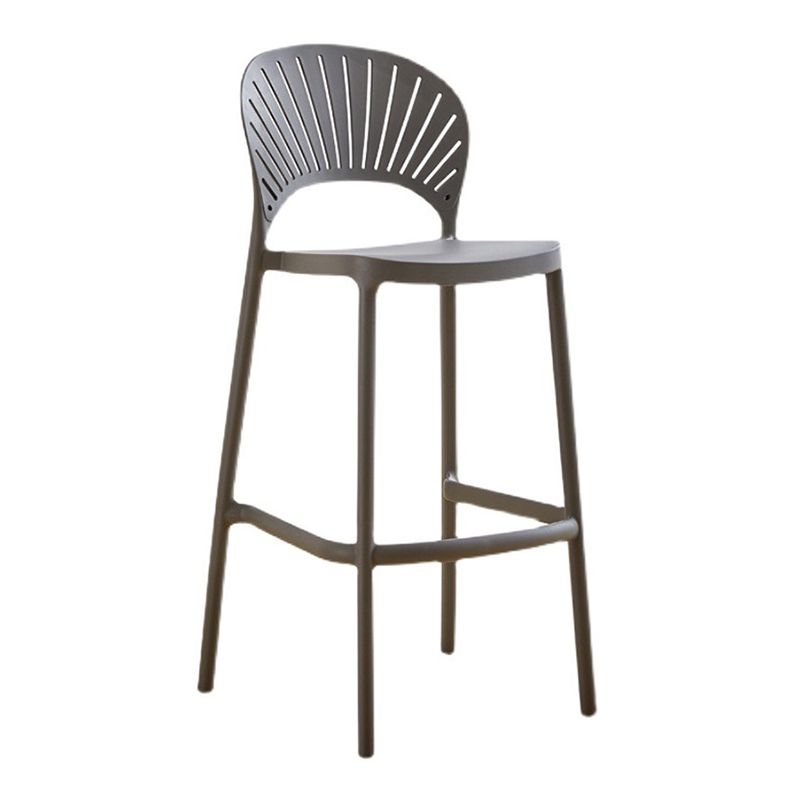 Contemporary Plastic Barstool Plastic Low Back Counter Stool in Matte Finish for Indoor