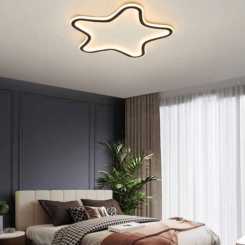 Plafonnier encastré en forme d'étoile en métal, style moderne, éclairage encastré à 1 lumière en noir