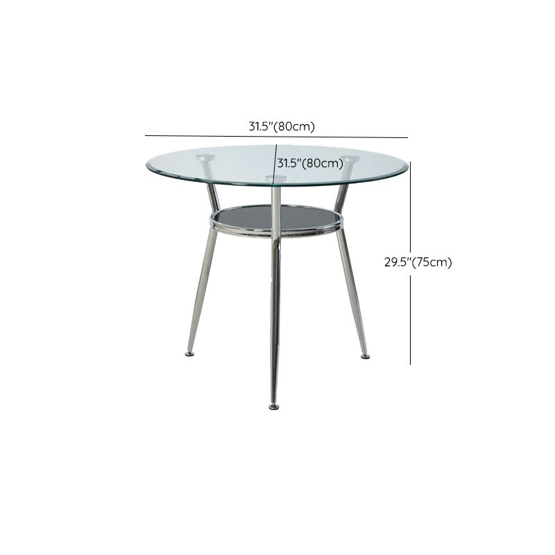 4 Pieces Modern Round Tempered Glass Top Dining Set for Home