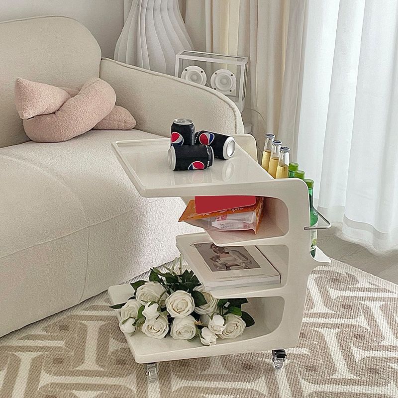 Modern Acrylic Sofa Side Accent Table 21.65" High End Table with Storage