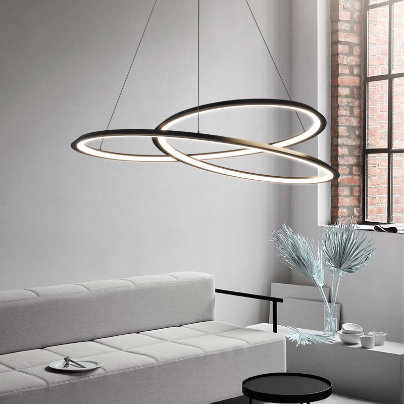 Twisting Shape Metal Chandelier Light Modern 1- Light Chandelier Lighting Fixture in Black