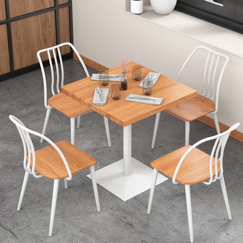 Square Wooden Dining Table Industrial Pedestal Dining Table for Restaurant