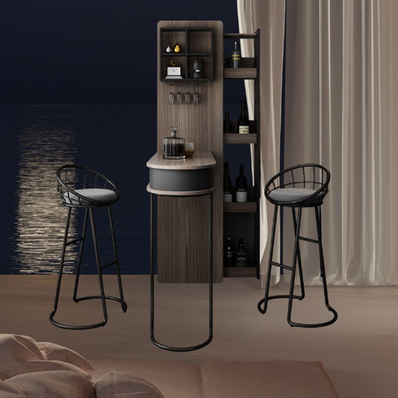 Brown Bar Pub Table Set 2/3 Pcs Wood and Metal Bar Table and Stools