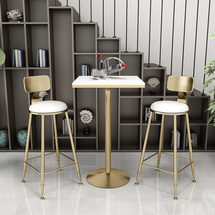 Glam Leather and Metal Counter Stool Round Low Back Bar Stool for Coffee Shop