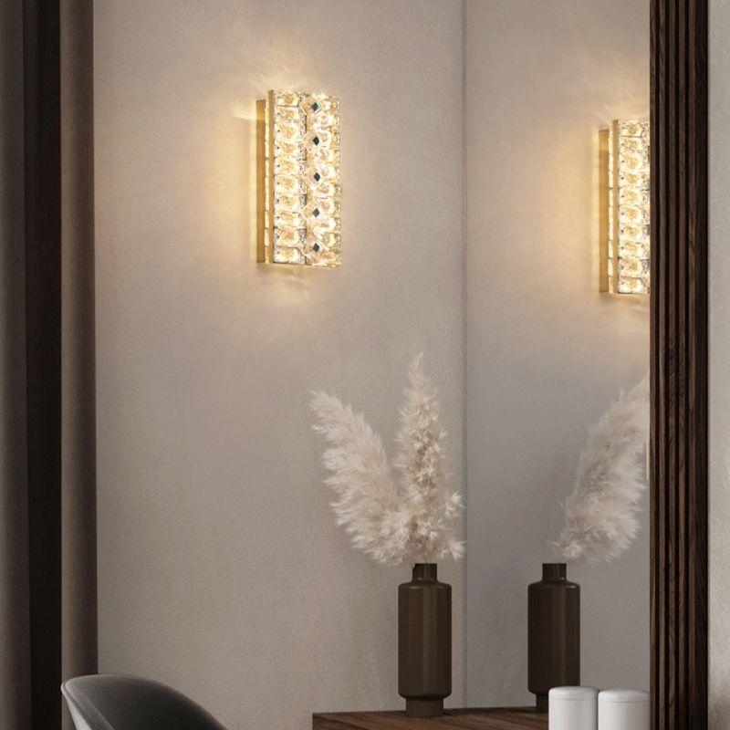 Quadratische Schattenkristallwandleuchter moderner Stil 2 Lichter Wandmontage Leuchte in Gold