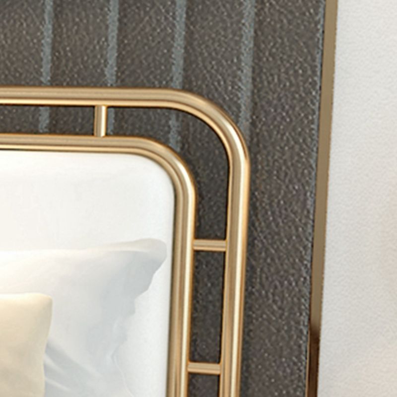 Contemporary Metal Open-Frame Standard Bed with Rectangular Headboard