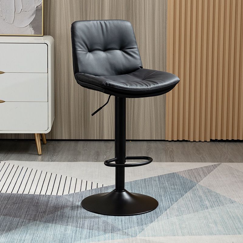 Contemporary Metal Barstool Faux Leather Footrest Adjustable Low Back Counter Stool