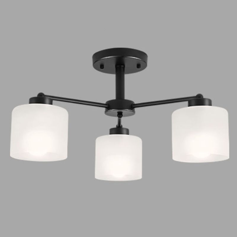 Contemporary Ceiling Lighting Black Semi Flush Mount Fixture with Glass for Living Room