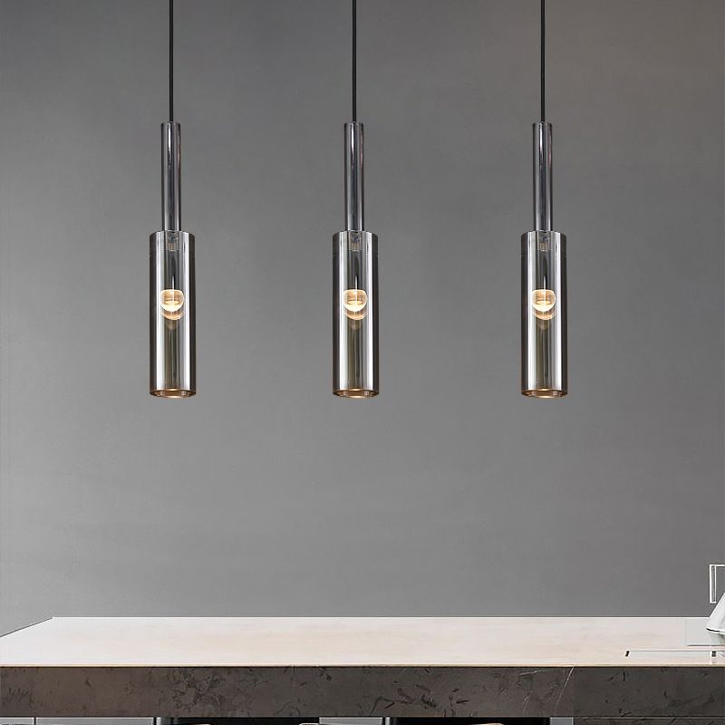 Cylinder Shade Hanging Light Modern Style Crystal Pendant Lights for Living Room