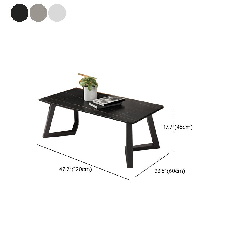 Contemporary 17.7" H Coffee Table Rectangular Stone 1 Single Cocktail Table