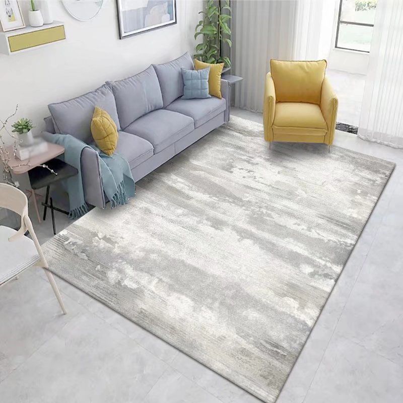 Gray Modern Rug Polyester Graphic Indoor Rug Washable Rug for Living Room