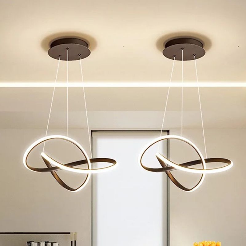 Spiralgehängte Beleuchtungsbehandlung minimalistische LED -Metalldecke Anhänger Licht für Esszimmer