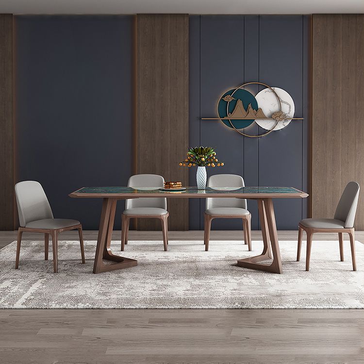 Designer Style Sintered Stone Dining Set Rectangle 1/4/5/7 Pieces Wooden Table with Chairs