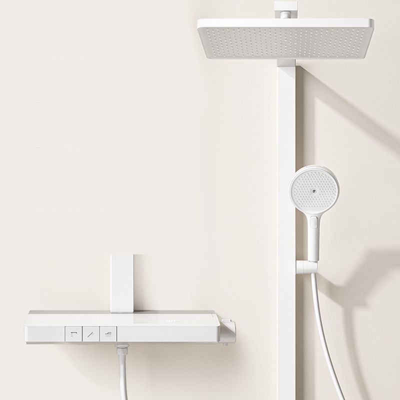 Valve Included Shower System Metal Square Shower Faucet in White Rain Shower Head