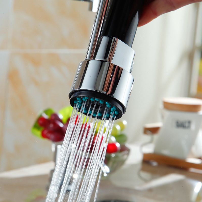 Pre-rinse Spring Spout Kitchen Sink Faucet Copper Swivel Spout with Pull out Sprayer