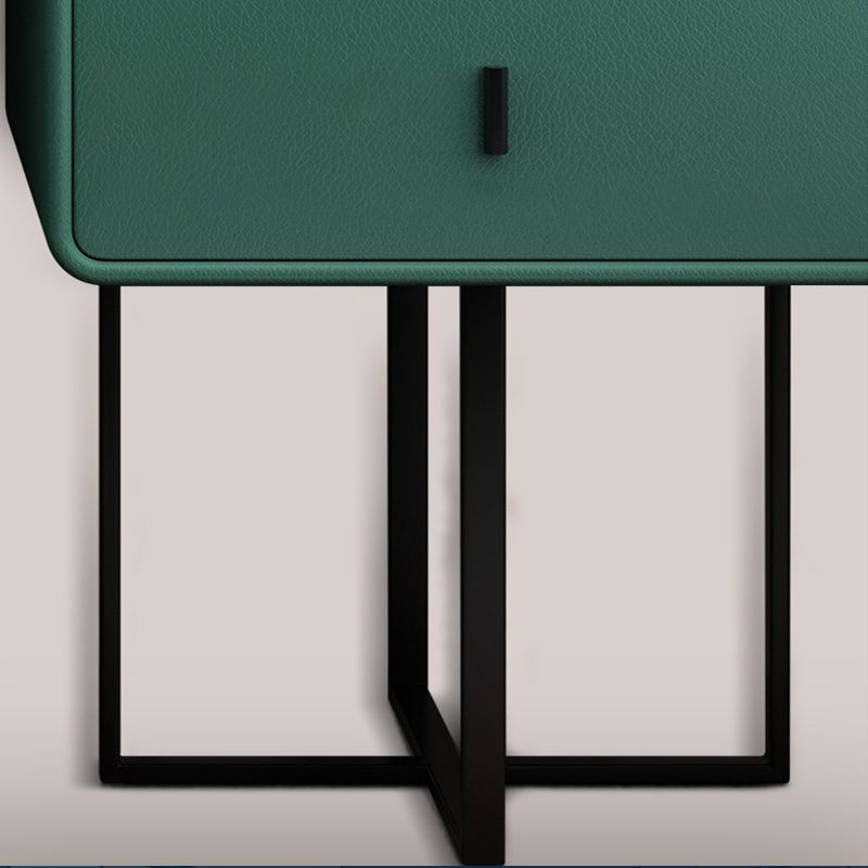 Mirror Bedroom Glam Double Drawers Faux Leather Standing Make-up Vanity