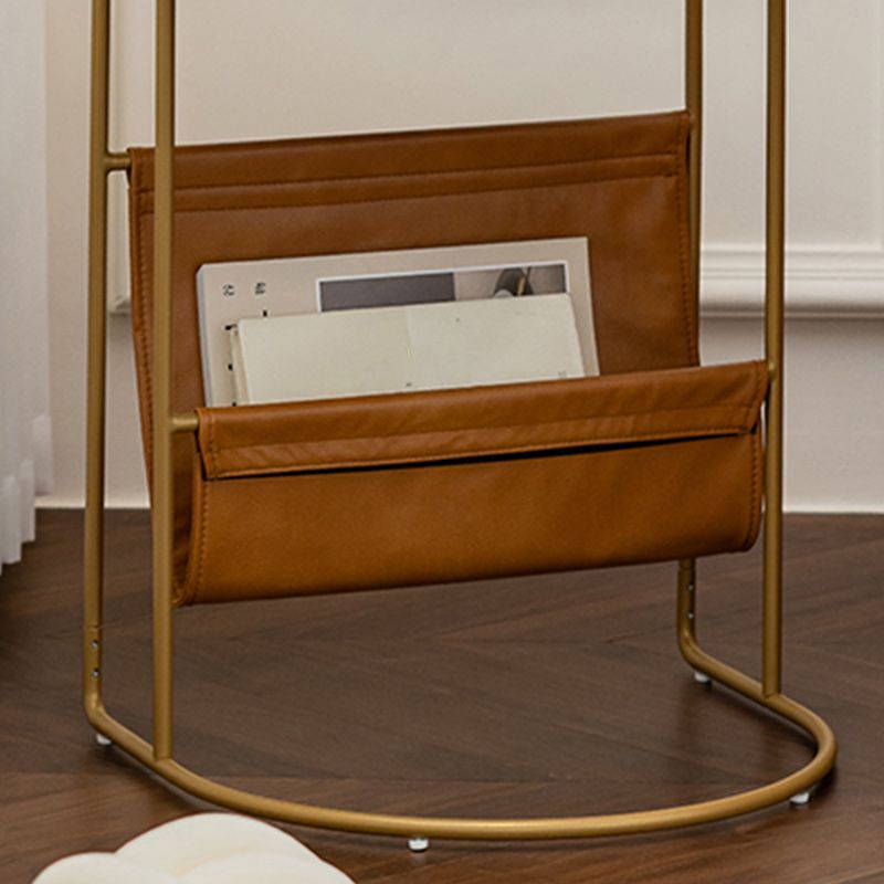 Solid Wood Side Table with Storage Round Tray Top Corner Table