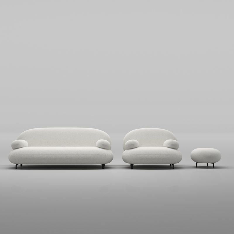 Pillow Top Arm Sofa Contemporary Wool 29.9-Inch High Sofa in White