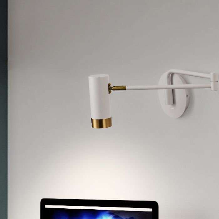 Modern Creative 1-Light Wall Lamp Cylindrical Iron Wall Light for Bedroom
