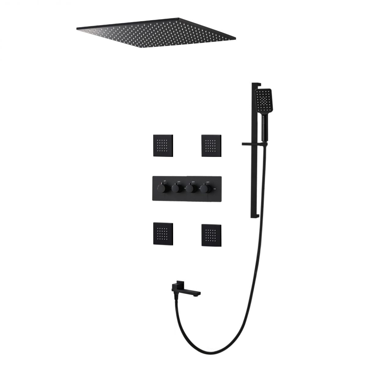 Modern Shower Trim Brass Slide Bar Included Adjustable Shower Head Shower Combo