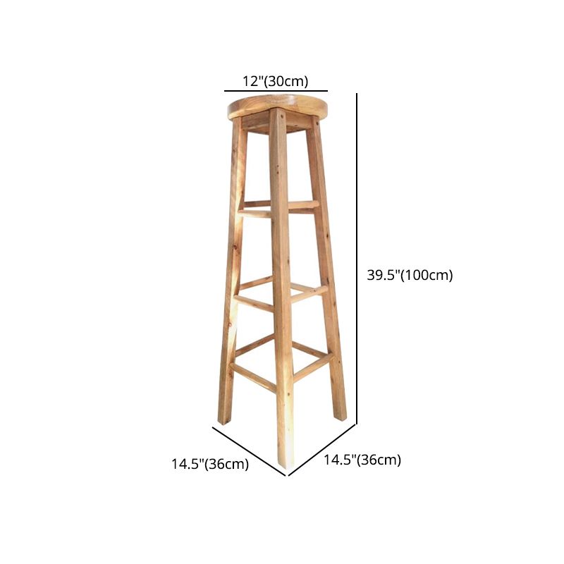 Telón de barras de madera de diseño contemporáneo para taburetes sin espalda para el hogar con base de madera