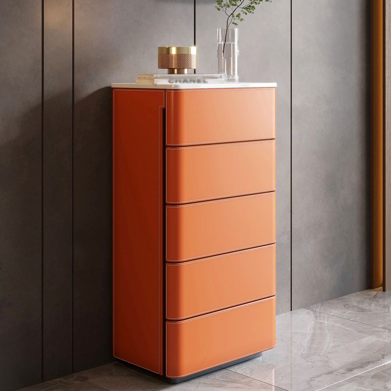 Modern Style Stone Buffet Sideboard 19.6"L Dining Room Buffet Server in Orange