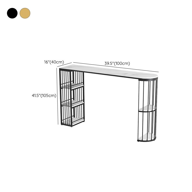 Sintered Stone Bar Table Industrial Dining Table with Storage Shelves