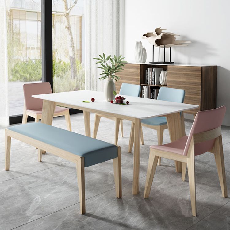 Sillas de comedor estilo moderno Sillas auxiliares sin brazos con patas de madera