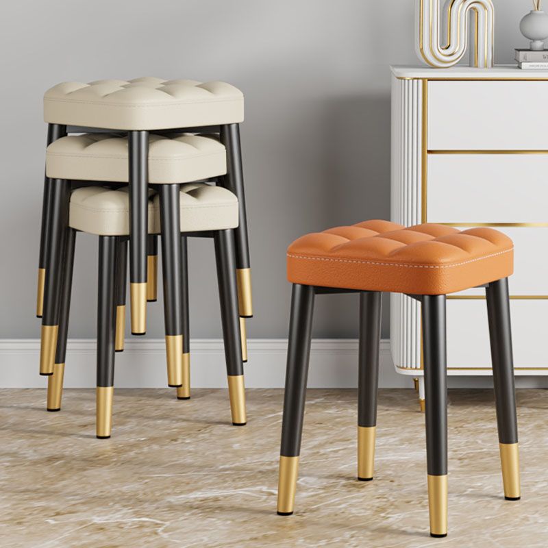 Modern Square Standard Leather Standard with Black Legs for Home