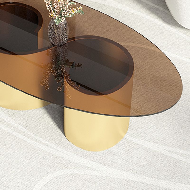 Contemporary Oval Top Coffee Table with Abstract Base Cocktail Table