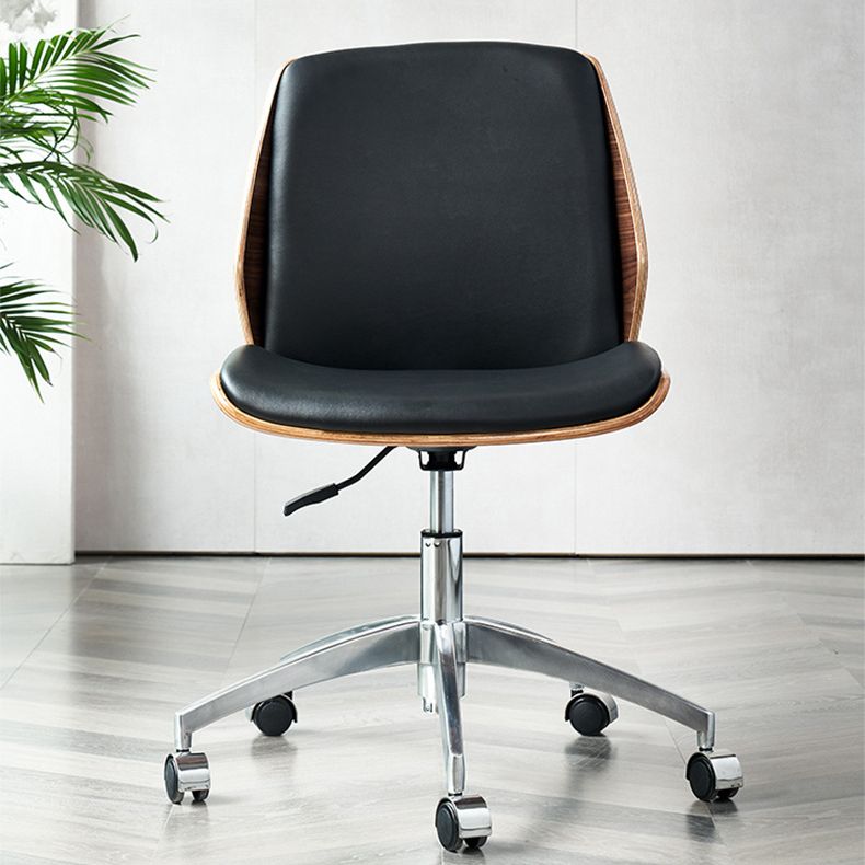 Modern Desk Chair Leather Conference Chair Mid Back Chair with Wheels