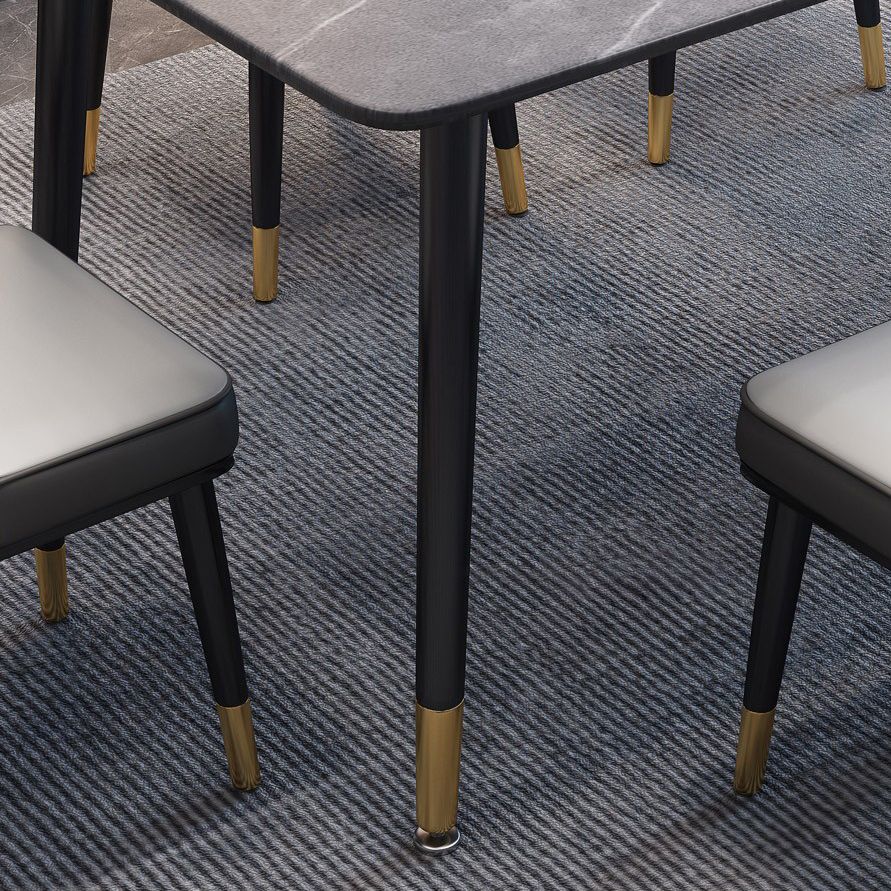 Contemporary Home Sintered Stone Scratch Resistant Dining Table Rectangle Table with 4 Legs Base
