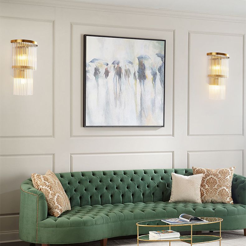 Lampada a sconde in cristallo a 2 livelli moderni a 2 luci a muro di luce montata per camera da letto