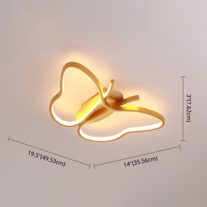 Lámpara de techo de mariposa, accesorio de iluminación LED de estilo moderno de metal cerca del techo
